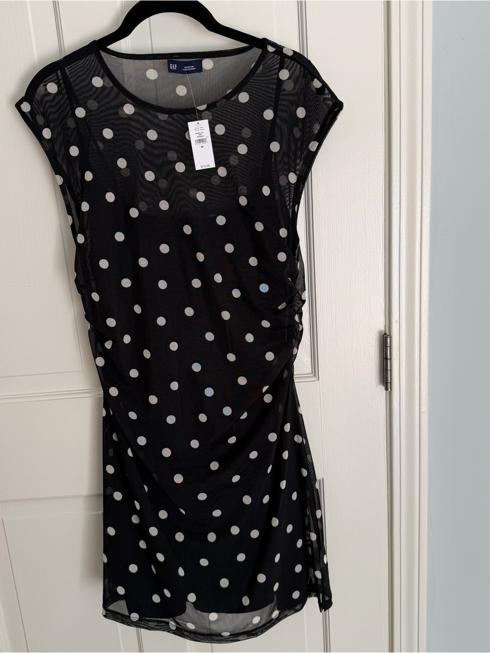 GAP Mesh Mini Dress in Black Dots sz M NWT